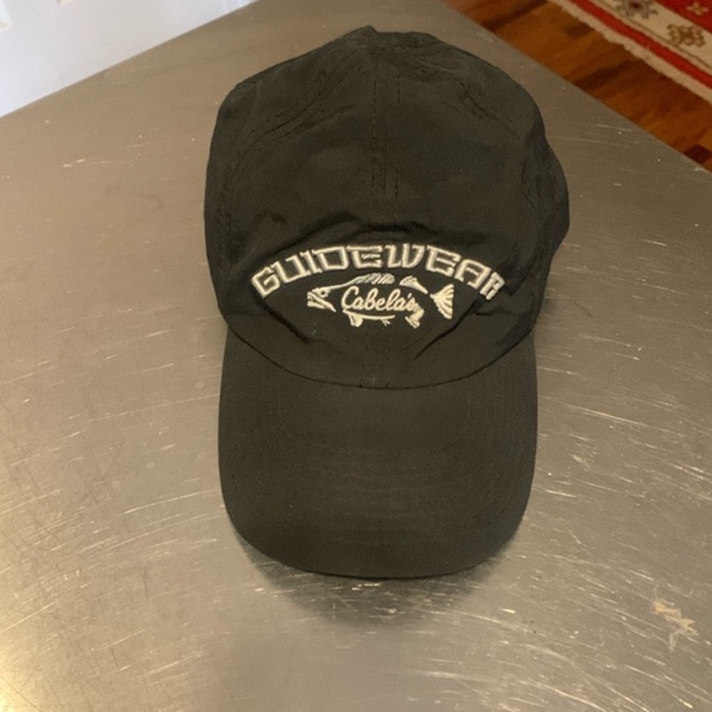 Cabelas Guidewear Hat Gore-tex Nylon Strapback Walleye Fishing Black Fish camp